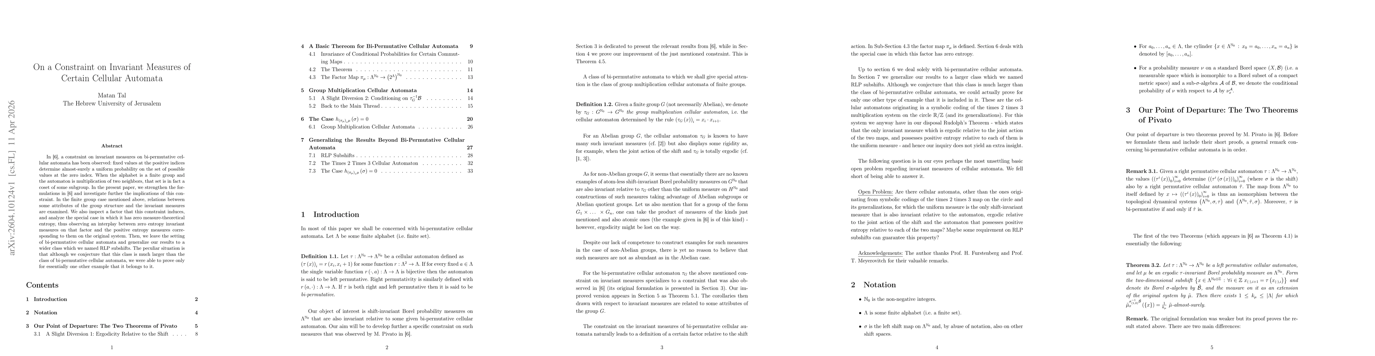 Thumbnail for On a Constraint on Invariant Measures of Certain Cellular Automata