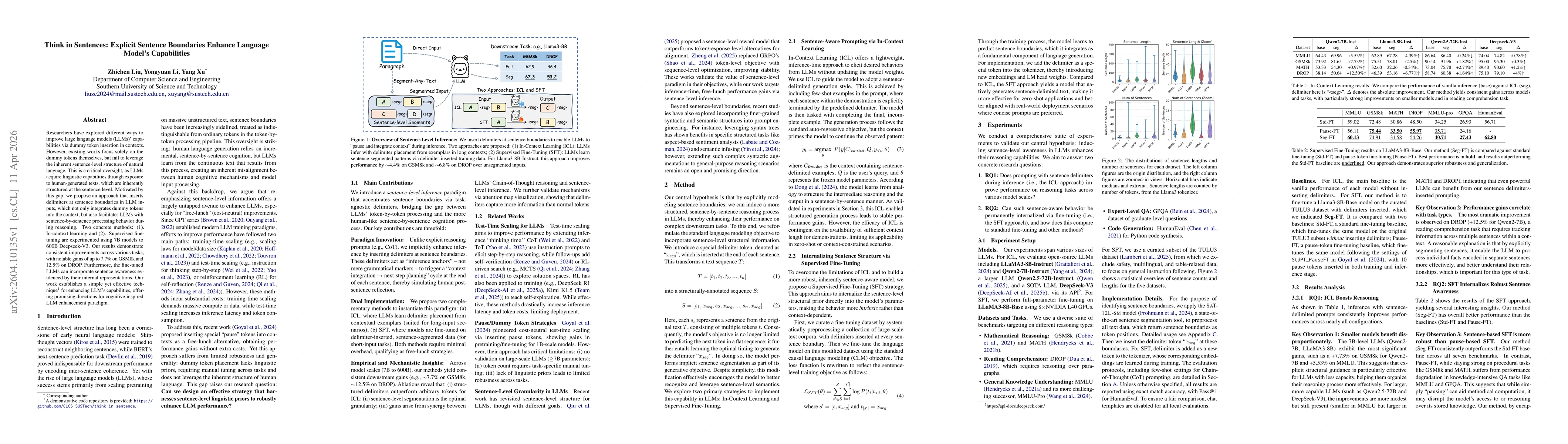 Thumbnail for Think in Sentences: Explicit Sentence Boundaries Enhance Language Model's Capabilities
