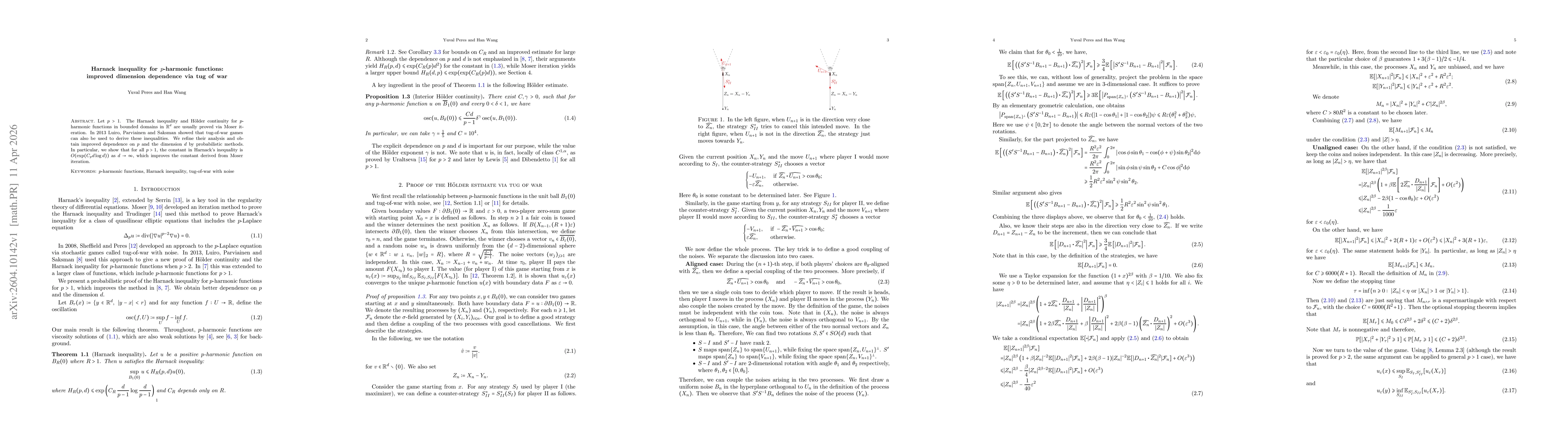 Thumbnail for Harnack inequality for $p$-harmonic functions: improved dimension dependence via tug of war