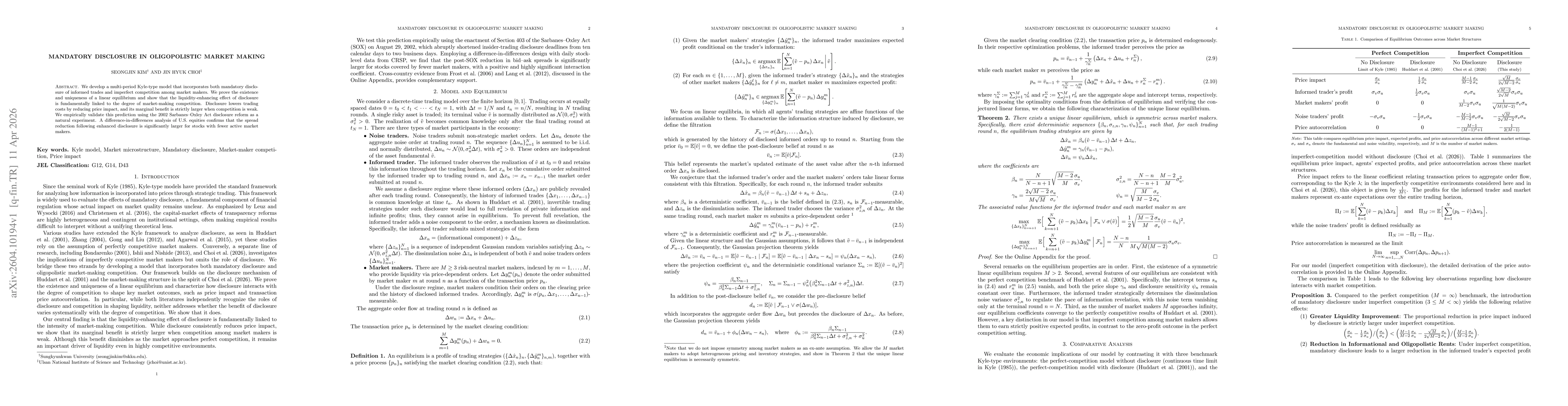 Thumbnail for Mandatory Disclosure in Oligopolistic Market Making