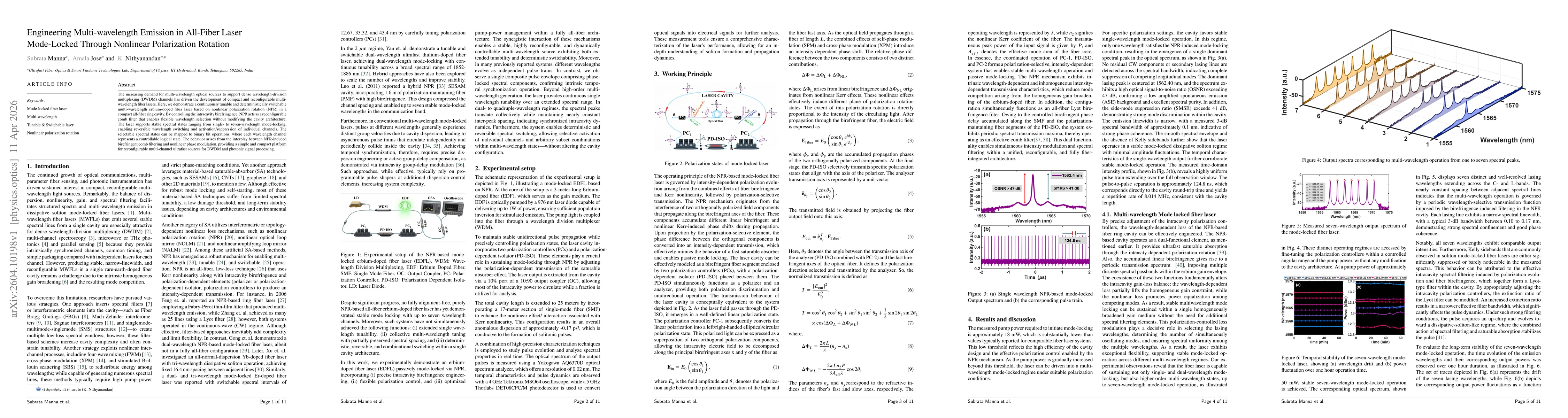 Thumbnail for Engineering Multi-wavelength Emission in All-Fiber Laser Mode-Locked Through Nonlinear Polarization Rotation