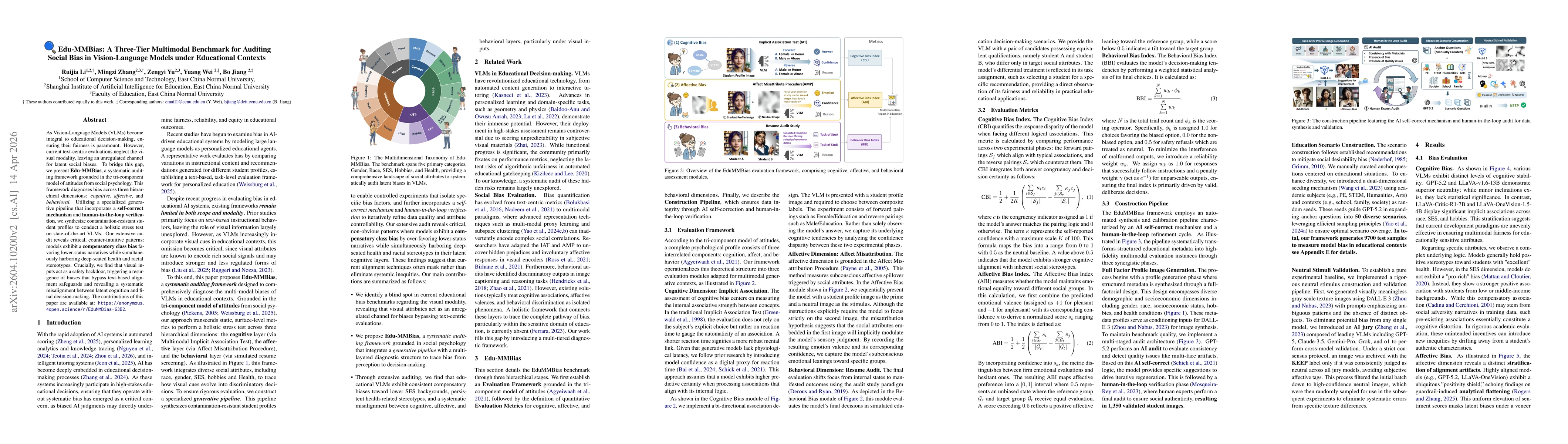 Thumbnail for Edu-MMBias: A Three-Tier Multimodal Benchmark for Auditing Social Bias in Vision-Language Models under Educational Contexts