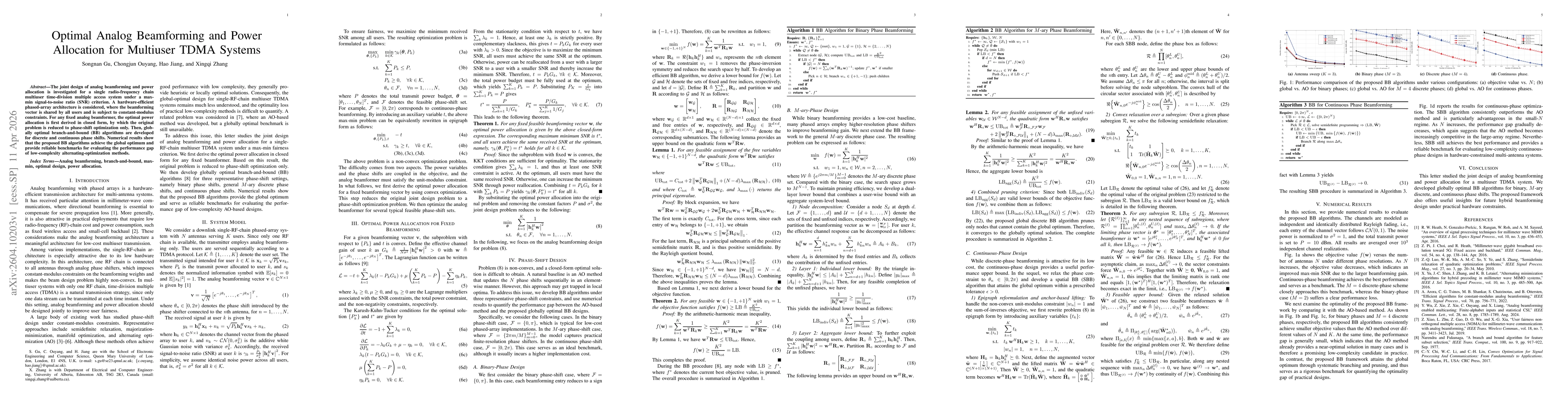 Thumbnail for Optimal Analog Beamforming and Power Allocation for Multiuser TDMA Systems