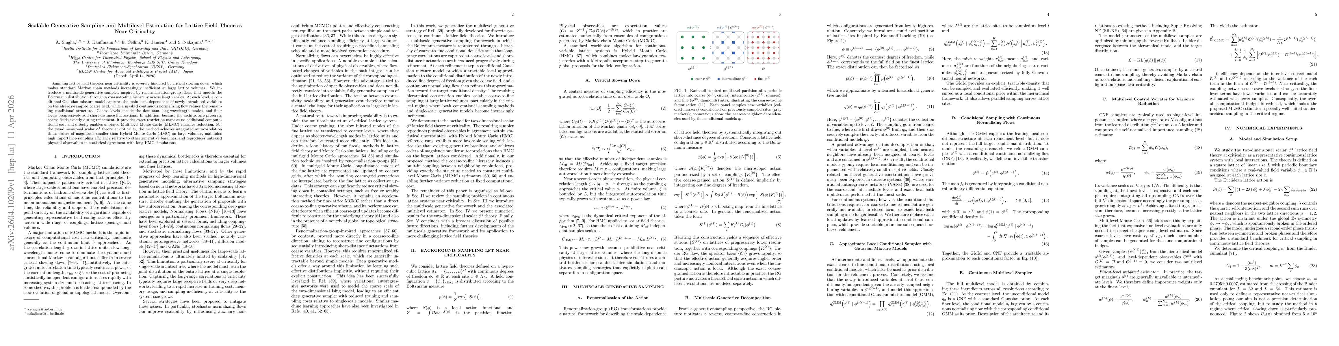 Thumbnail for Scalable Generative Sampling and Multilevel Estimation for Lattice Field Theories Near Criticality
