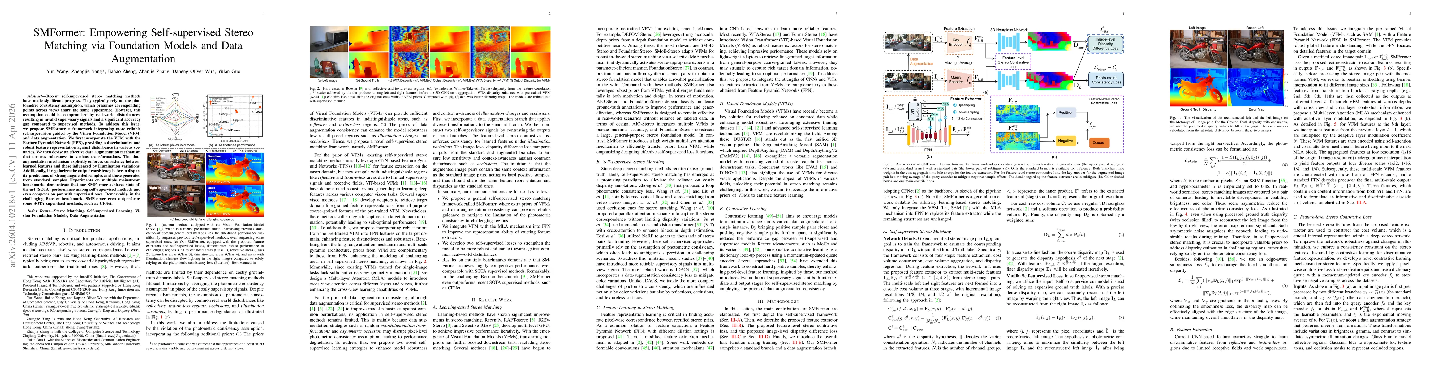 Thumbnail for SMFormer: Empowering Self-supervised Stereo Matching via Foundation Models and Data Augmentation