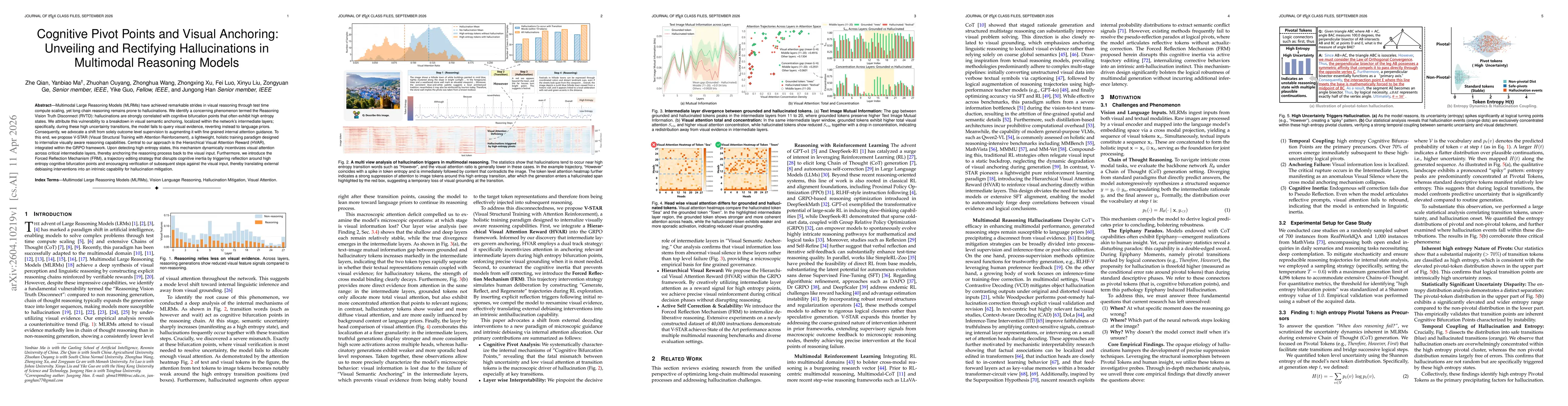 Thumbnail for Cognitive Pivot Points and Visual Anchoring: Unveiling and Rectifying Hallucinations in Multimodal Reasoning Models