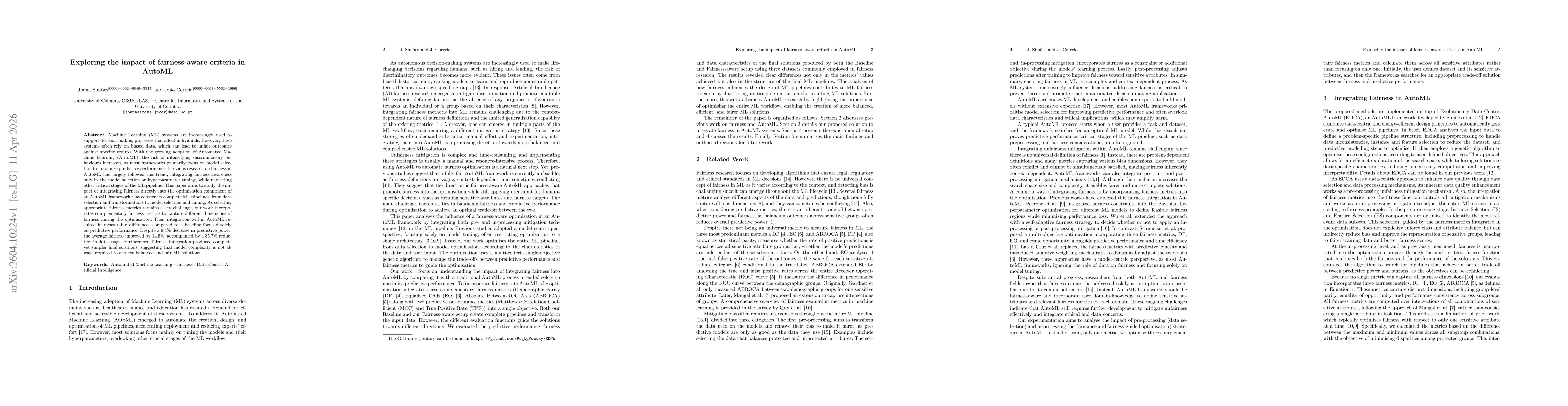 Thumbnail for Exploring the impact of fairness-aware criteria in AutoML