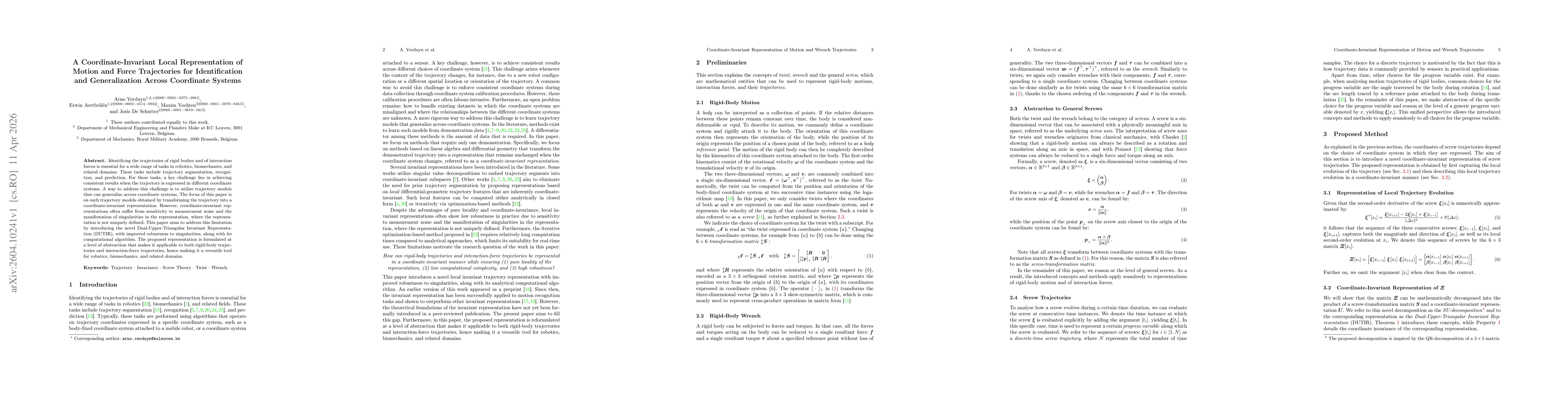 Thumbnail for A Coordinate-Invariant Local Representation of Motion and Force Trajectories for Identification and Generalization Across Coordinate Systems