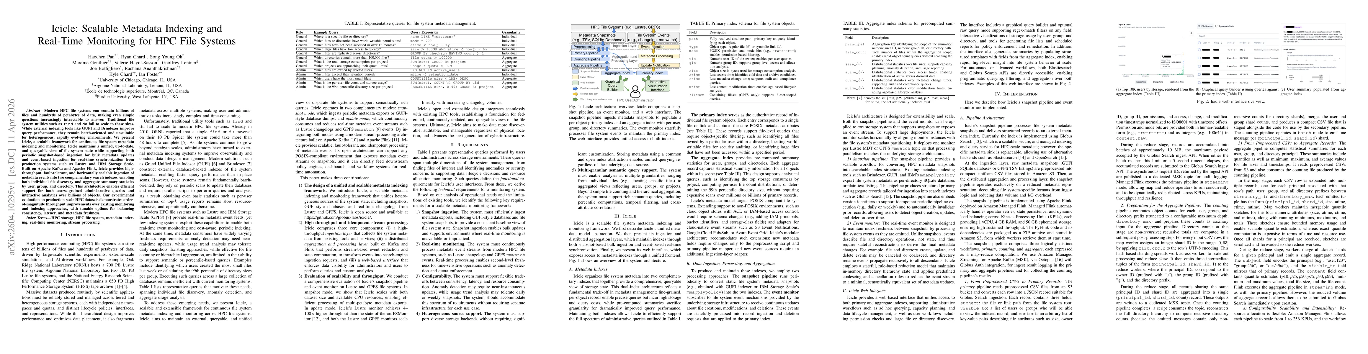 Thumbnail for Icicle: Scalable Metadata Indexing and Real-Time Monitoring for HPC File Systems