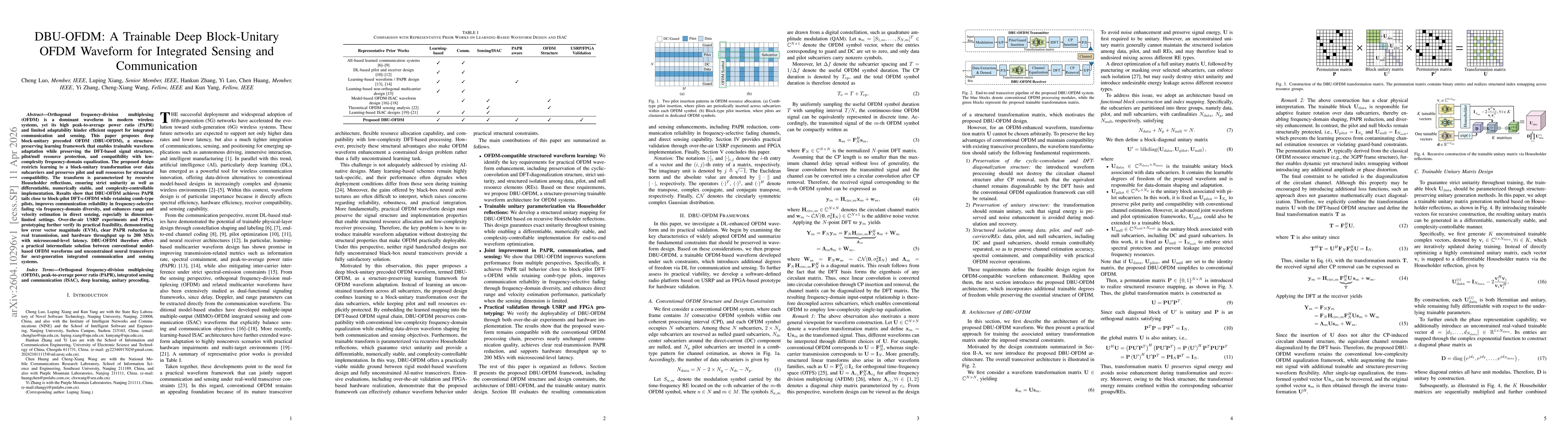 Thumbnail for DBU-OFDM: A Trainable Deep Block-Unitary OFDM Waveform for Integrated Sensing and Communication