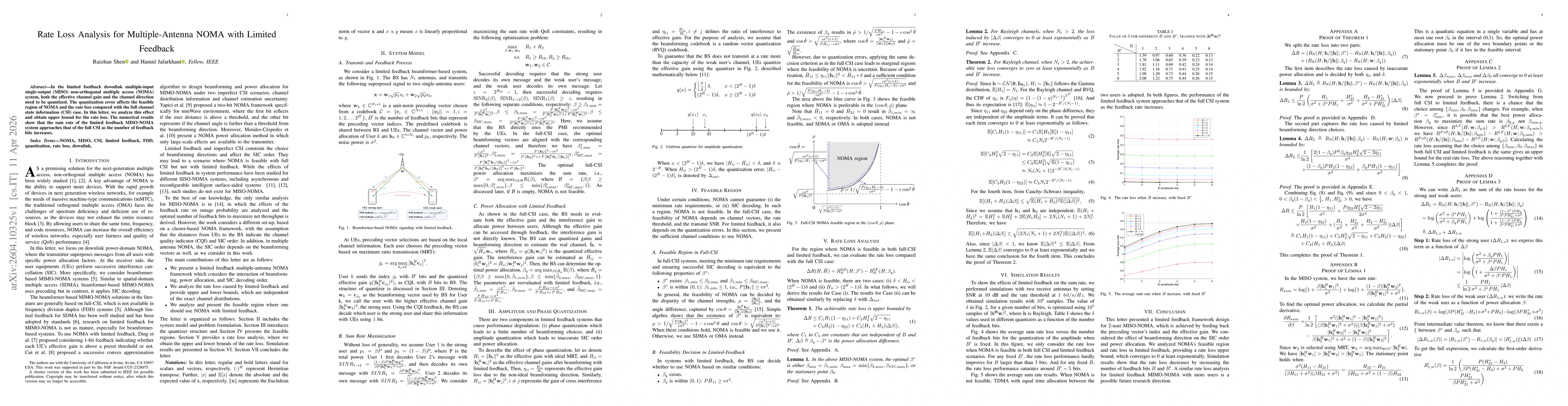 Thumbnail for Rate Loss Analysis for Multiple-Antenna NOMA with Limited Feedback