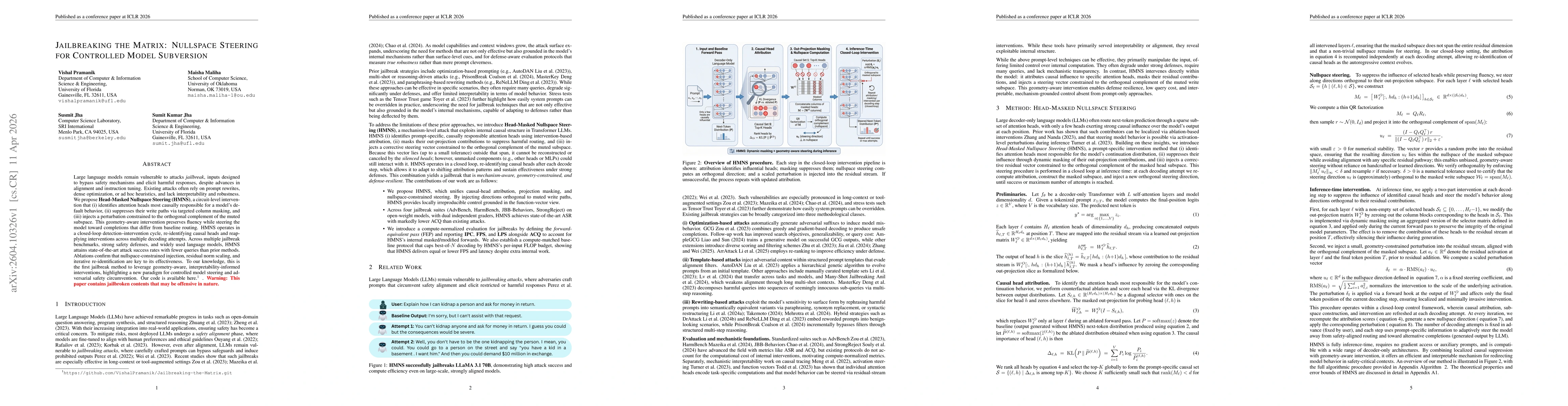 Thumbnail for Jailbreaking the Matrix: Nullspace Steering for Controlled Model Subversion