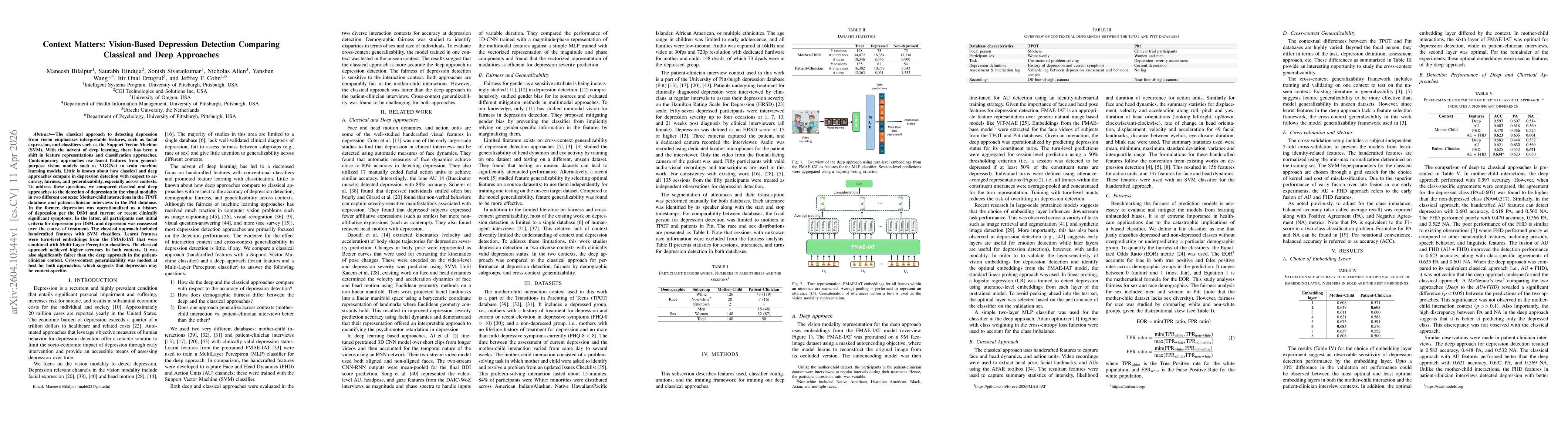 Thumbnail for Context Matters: Vision-Based Depression Detection Comparing Classical and Deep Approaches