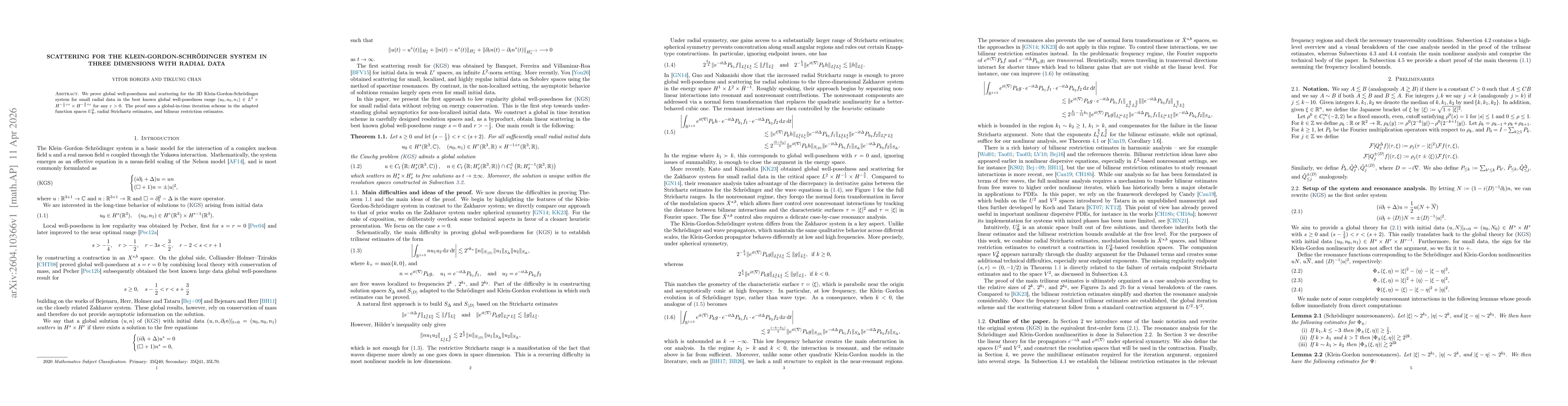 Thumbnail for Scattering for the Klein-Gordon-Schrödinger system in three dimensions with radial data