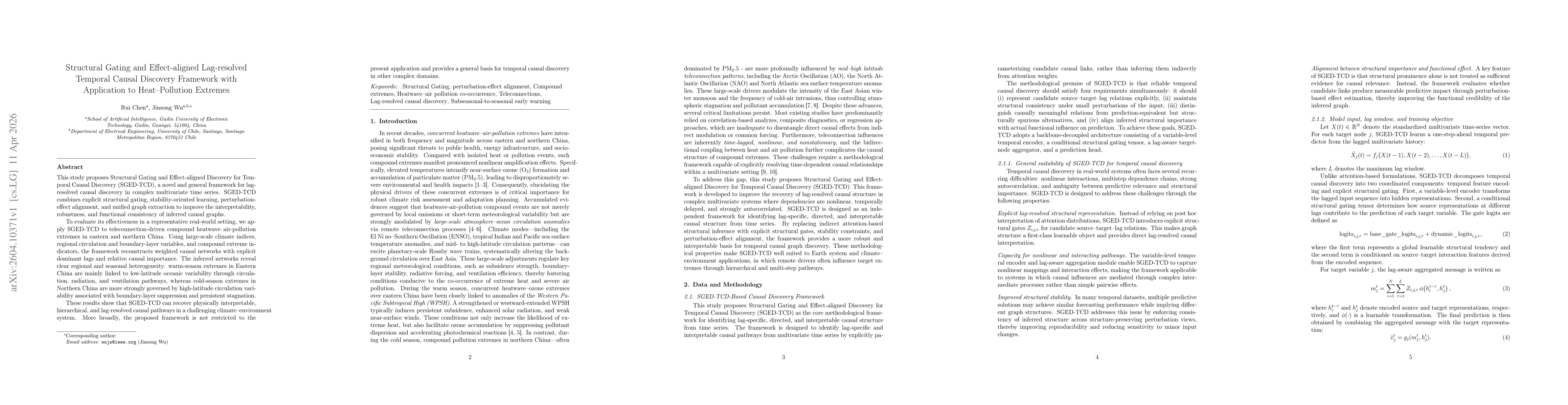 Thumbnail for Structural Gating and Effect-aligned Lag-resolved Temporal Causal Discovery Framework with Application to Heat-Pollution Extremes