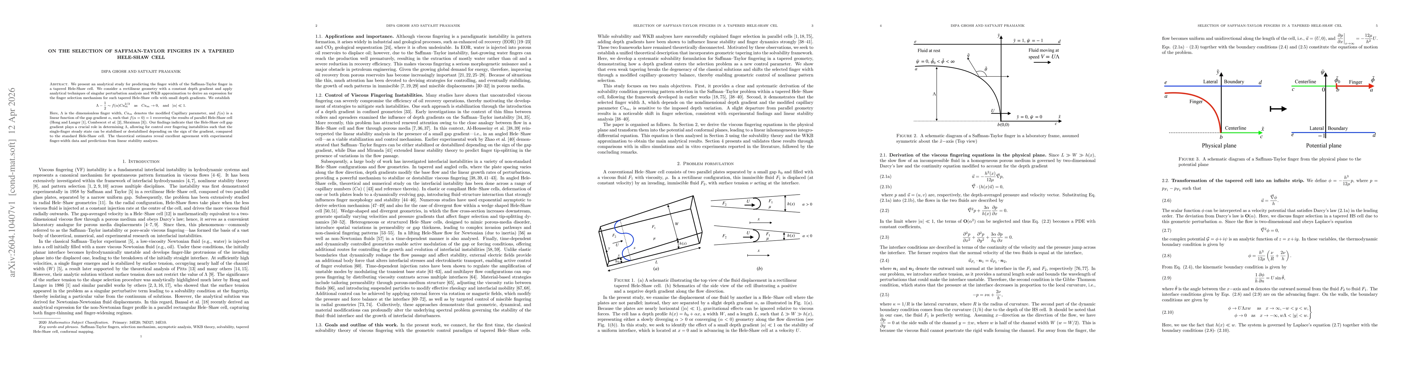 Thumbnail for On the selection of Saffman-Taylor fingers in a tapered Hele-Shaw cell