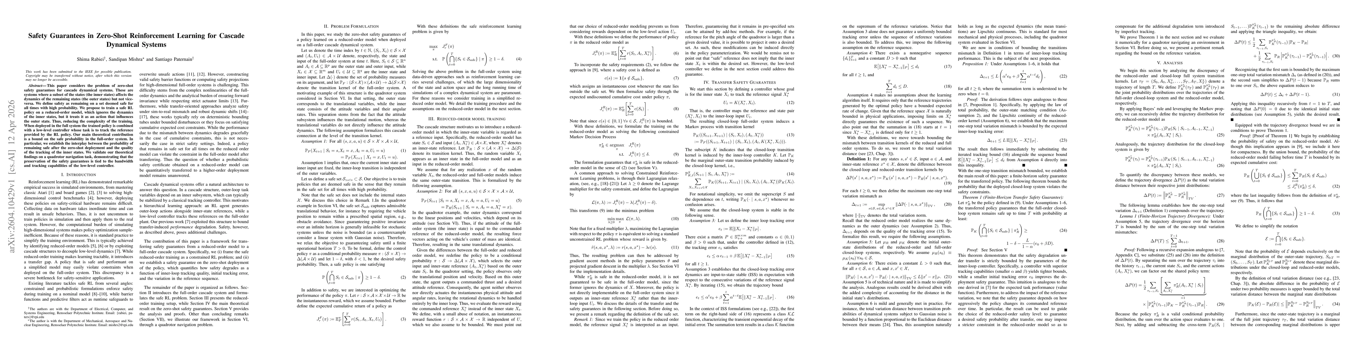 Thumbnail for Safety Guarantees in Zero-Shot Reinforcement Learning for Cascade Dynamical Systems