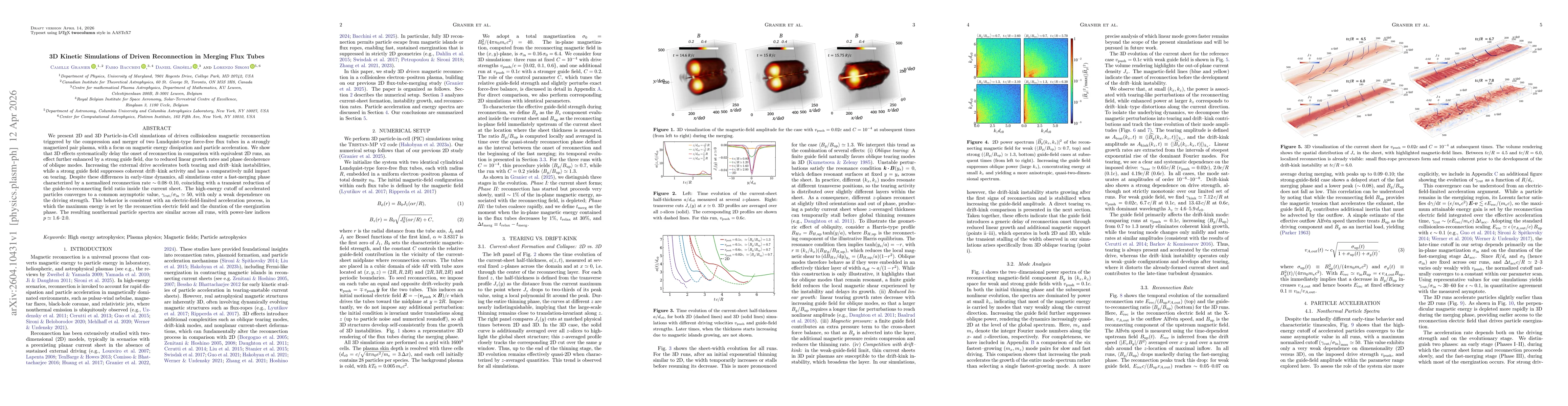 Thumbnail for 3D Kinetic Simulations of Driven Reconnection in Merging Flux Tubes