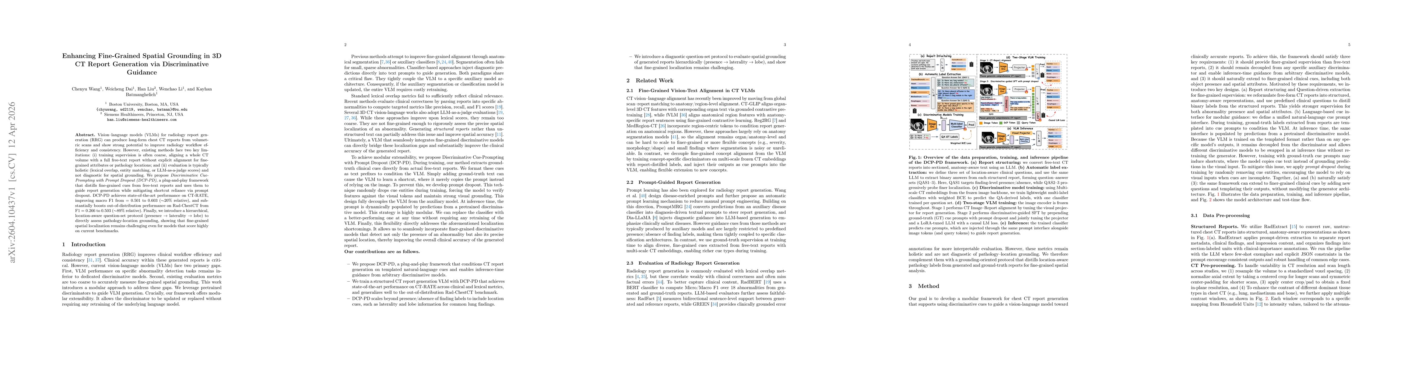 Thumbnail for Enhancing Fine-Grained Spatial Grounding in 3D CT Report Generation via Discriminative Guidance