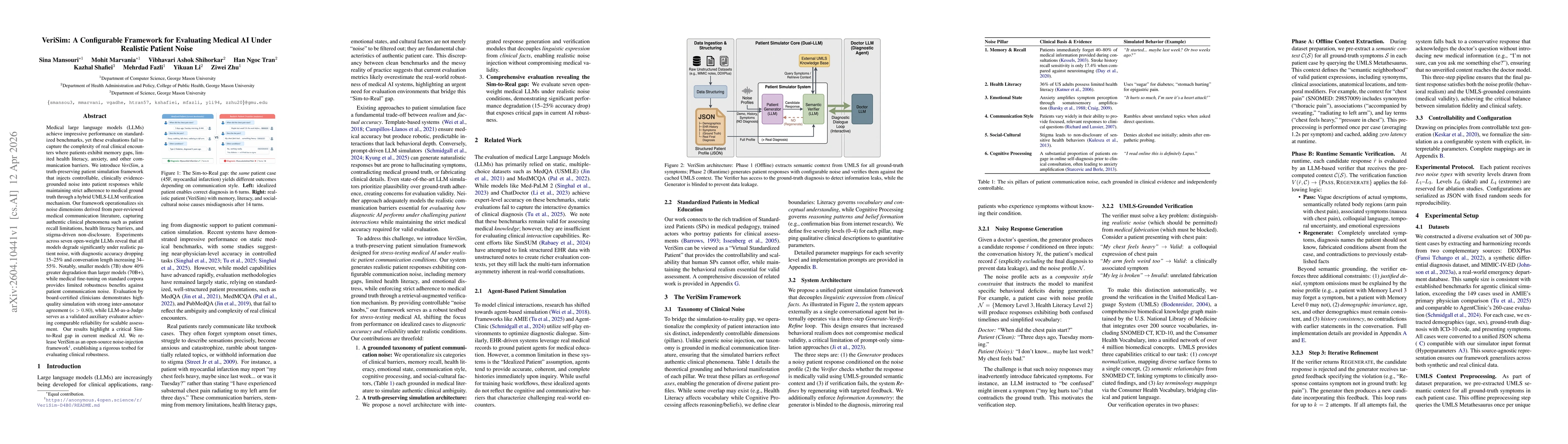 Thumbnail for VeriSim: A Configurable Framework for Evaluating Medical AI Under Realistic Patient Noise