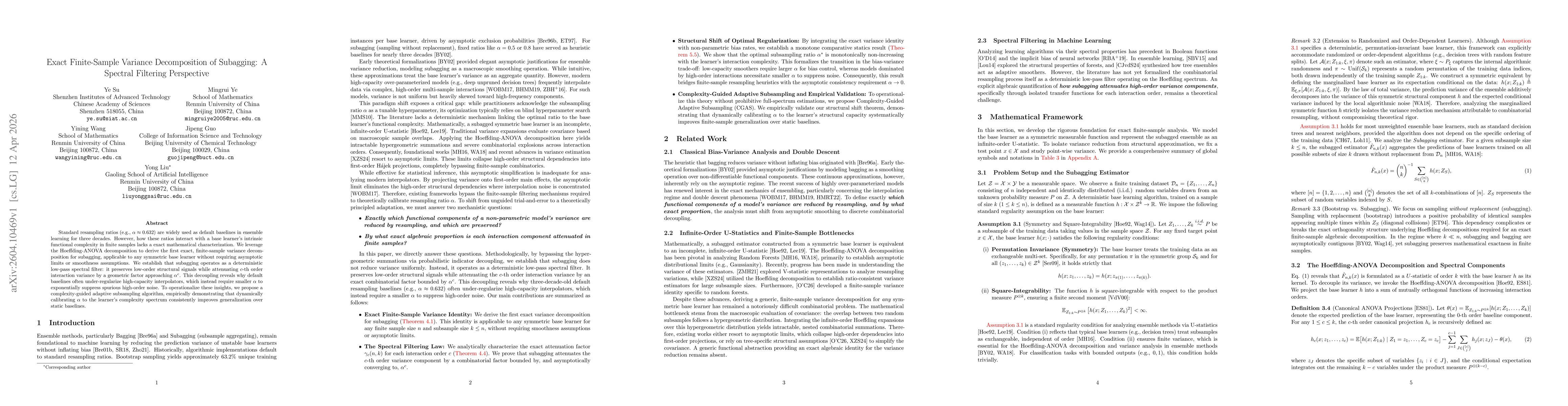 Thumbnail for Exact Finite-Sample Variance Decomposition of Subagging: A Spectral Filtering Perspective