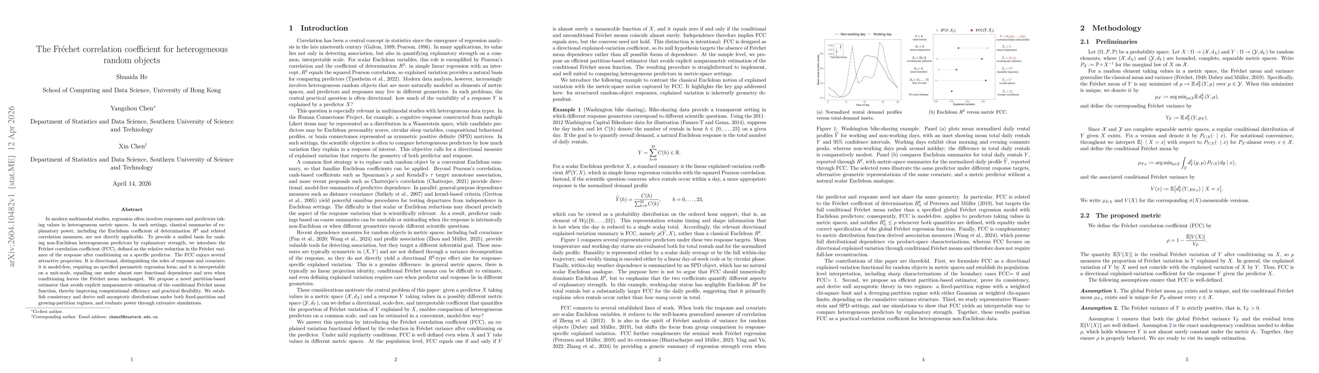 Thumbnail for The Fréchet correlation coefficient for heterogeneous random objects