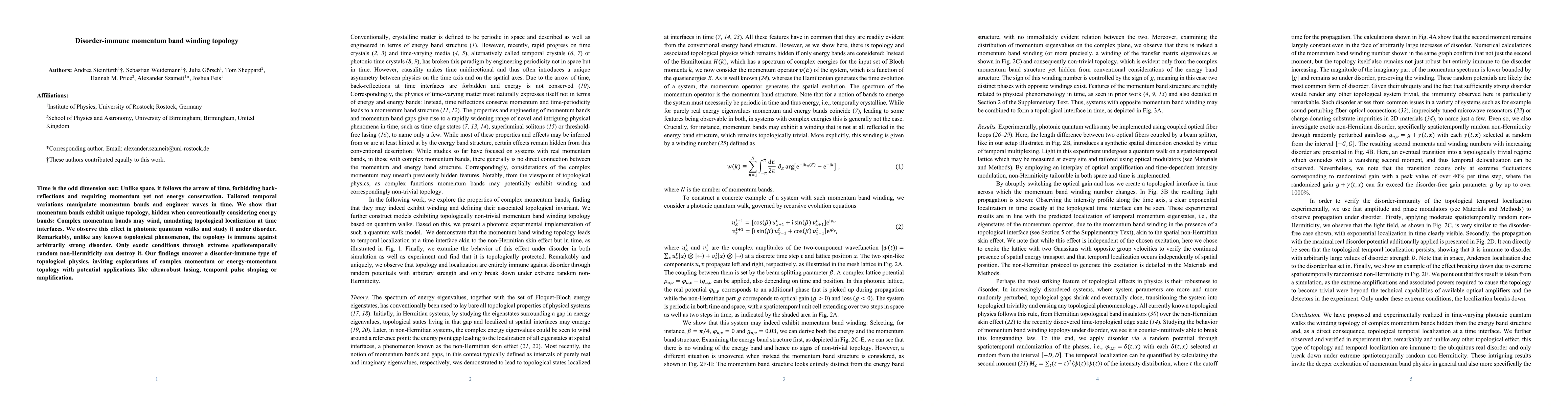Thumbnail for Disorder-immune momentum band winding topology