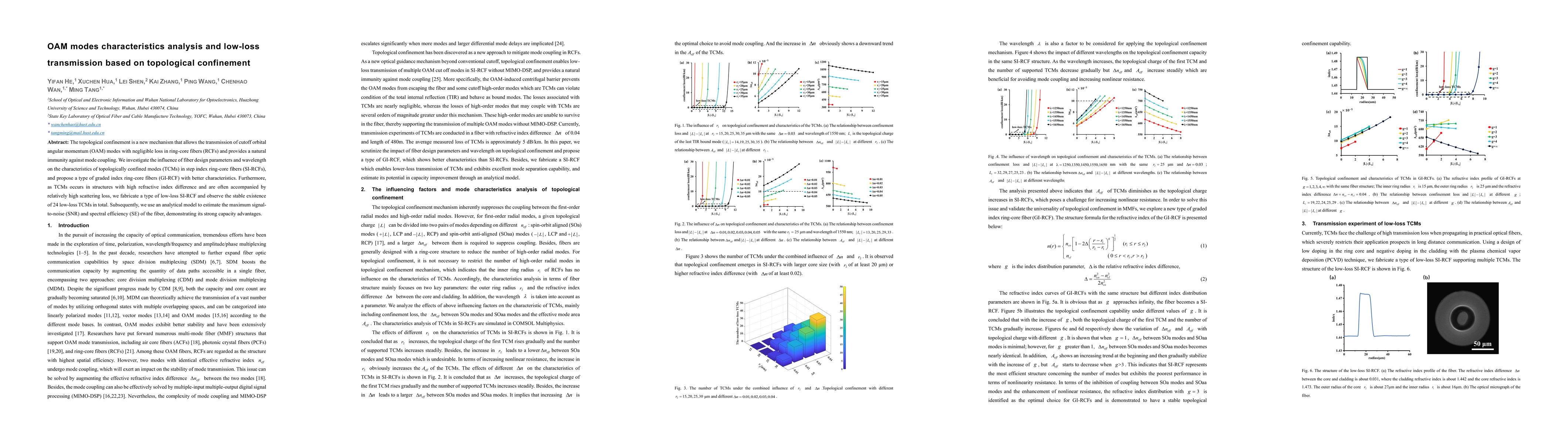 Thumbnail for OAM modes characteristics analysis and low-loss transmission based on topological confinement