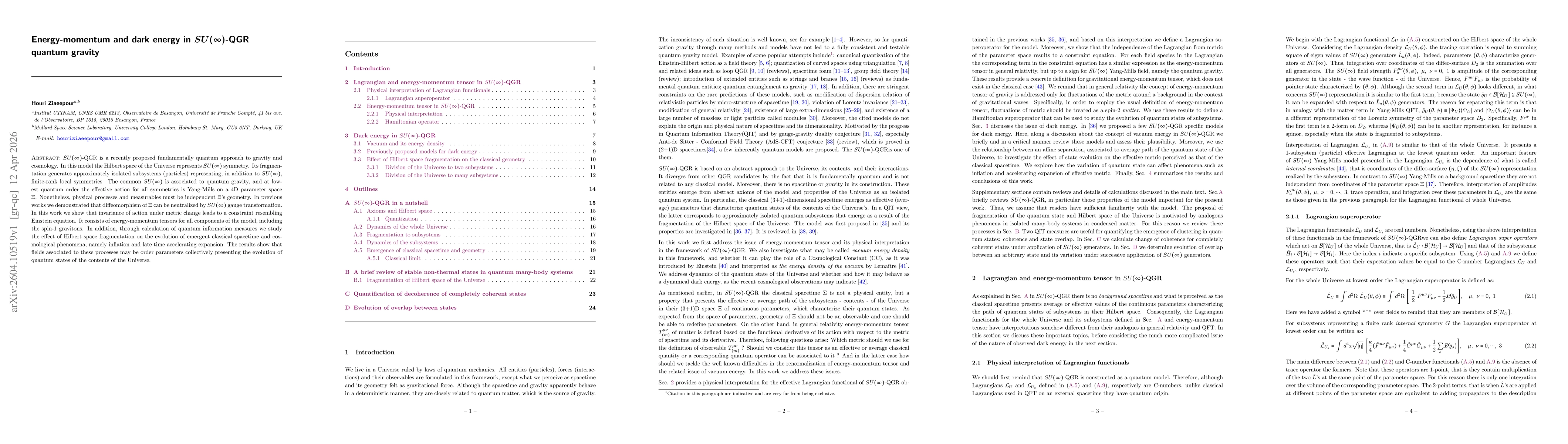 Thumbnail for Energy-momentum and dark energy in $\boldsymbol{SU(\infty)}$-QGR quantum gravity