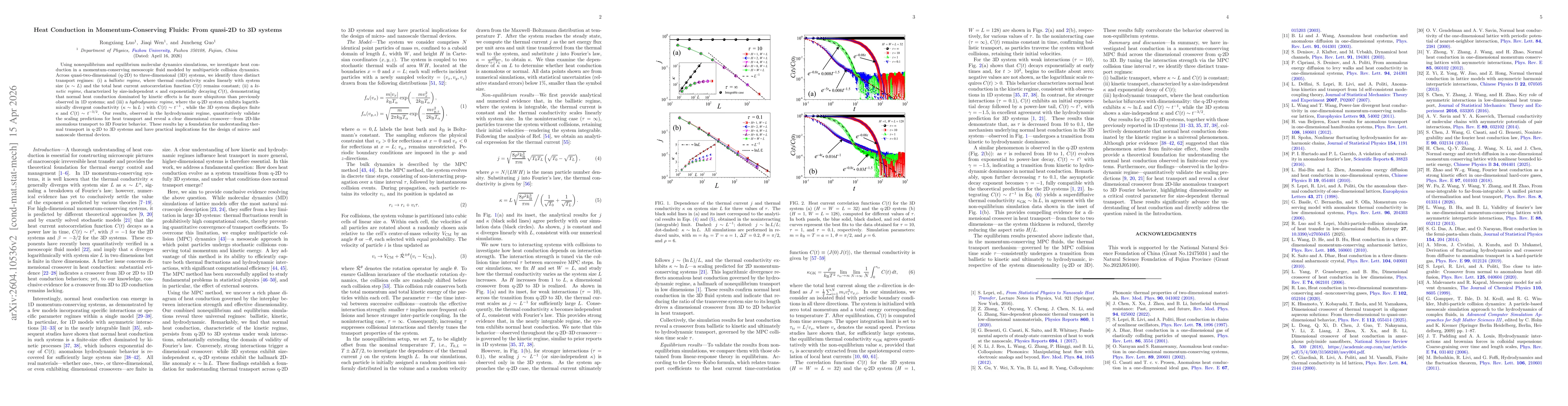 Thumbnail for Heat Conduction in Momentum-Conserving Fluids: From quasi-2D to 3D systems