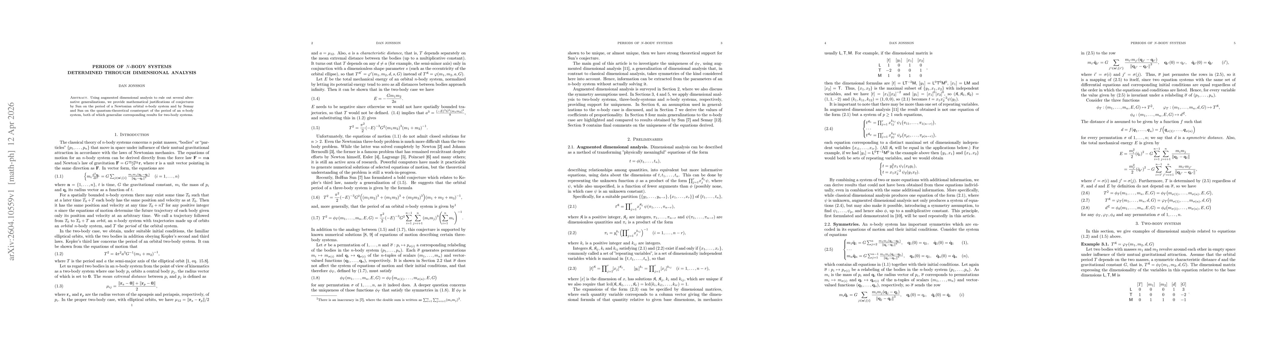 Thumbnail for Periods of N-body Systems Determined Through Dimensional Analysis