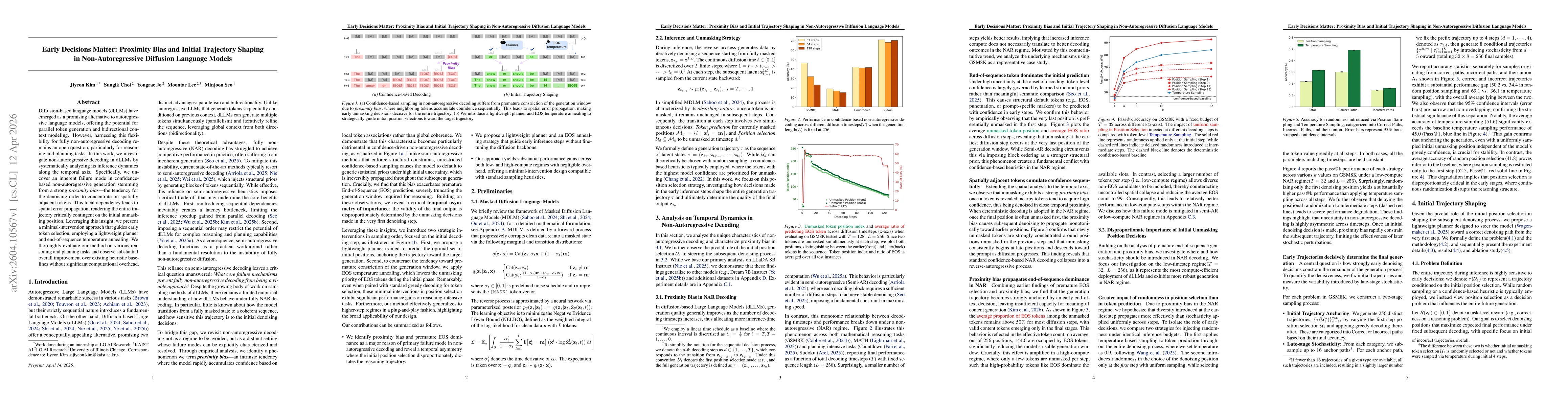 Thumbnail for Early Decisions Matter: Proximity Bias and Initial Trajectory Shaping in Non-Autoregressive Diffusion Language Models