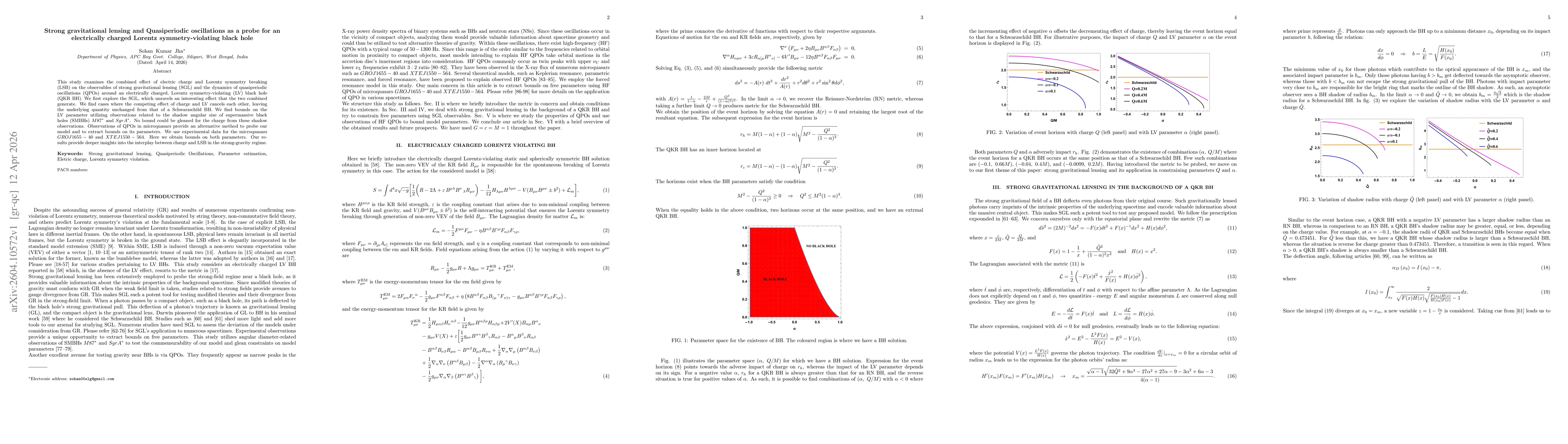 Thumbnail for Strong gravitational lensing and Quasiperiodic oscillations as a probe for an electrically charged Lorentz symmetry-violating black hole