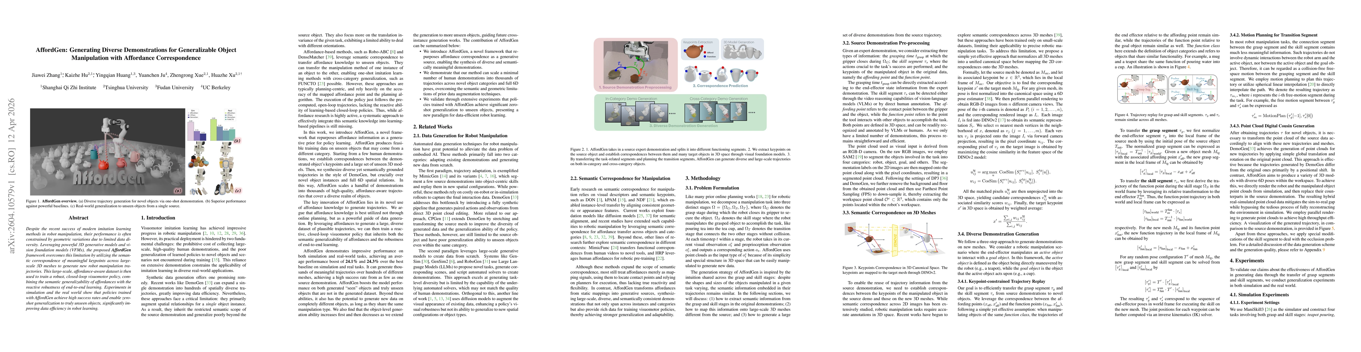 Thumbnail for AffordGen: Generating Diverse Demonstrations for Generalizable Object Manipulation with Afford Correspondence