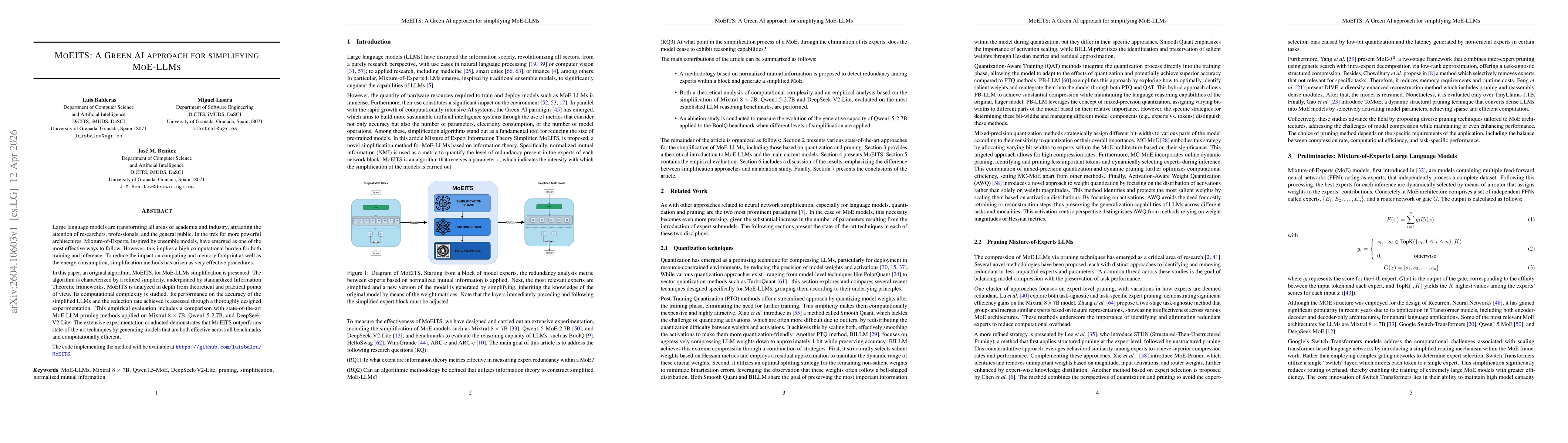 Thumbnail for MoEITS: A Green AI approach for simplifying MoE-LLMs