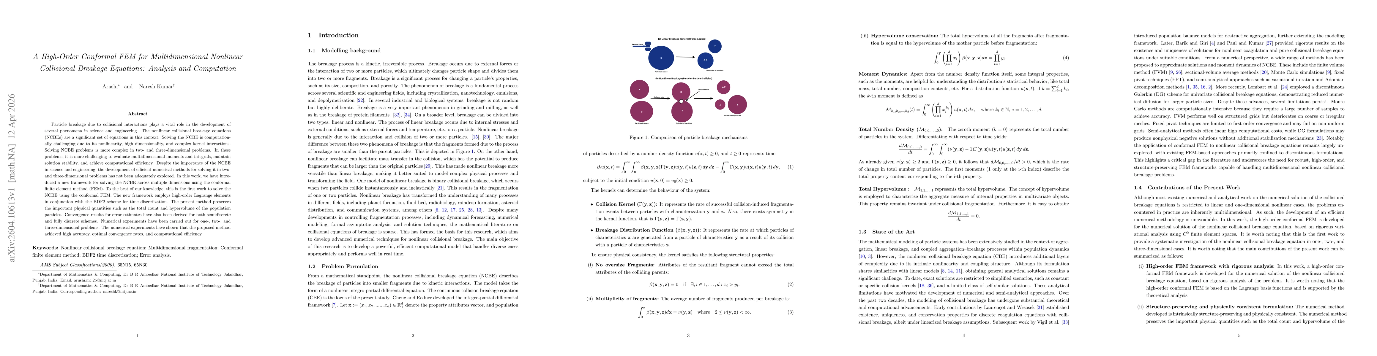 Thumbnail for A High-Order Conformal FEM for Multidimensional Nonlinear Collisional Breakage Equations: Analysis and Computation
