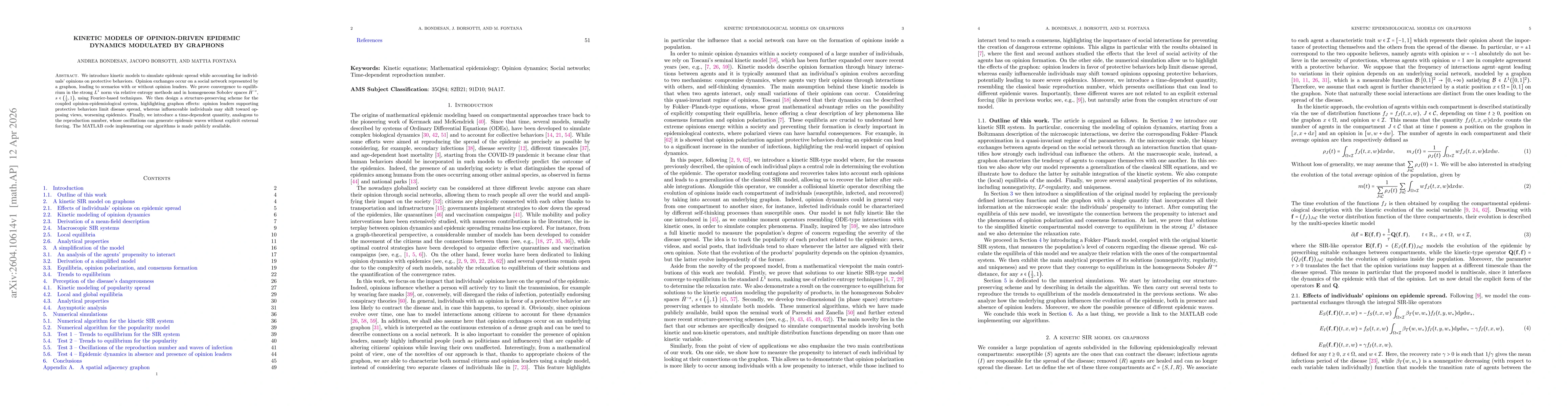 Thumbnail for Kinetic models of opinion-driven epidemic dynamics modulated by graphons