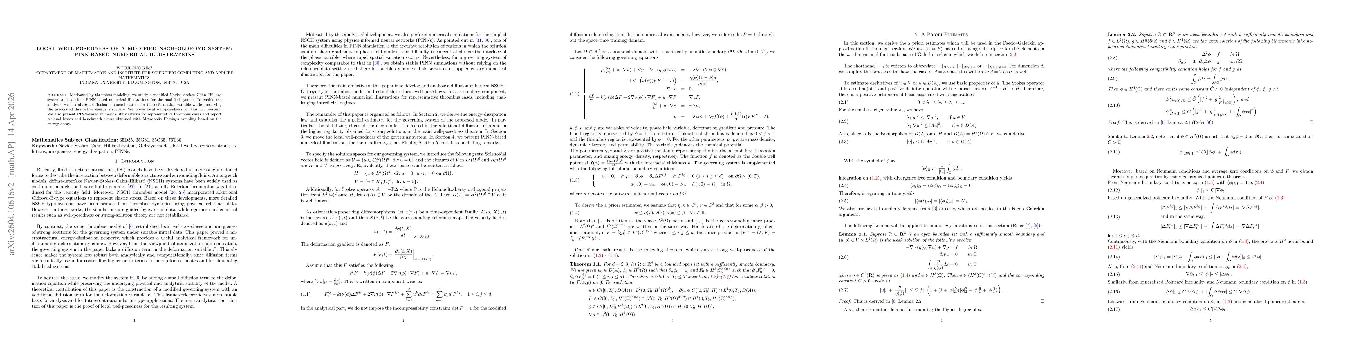 Thumbnail for Local Well-Posedness of a Modified NSCH-Oldroyd System: PINN-Based Numerical Illustrations