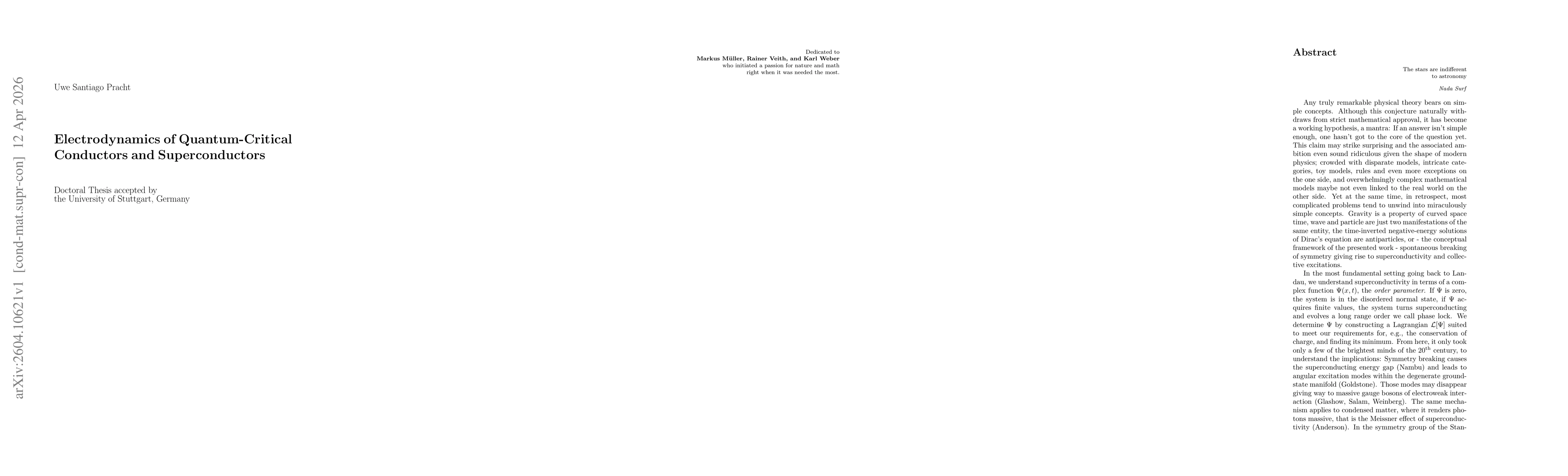 Thumbnail for Electrodynamics of Quantum-Critical Conductors and Superconductors