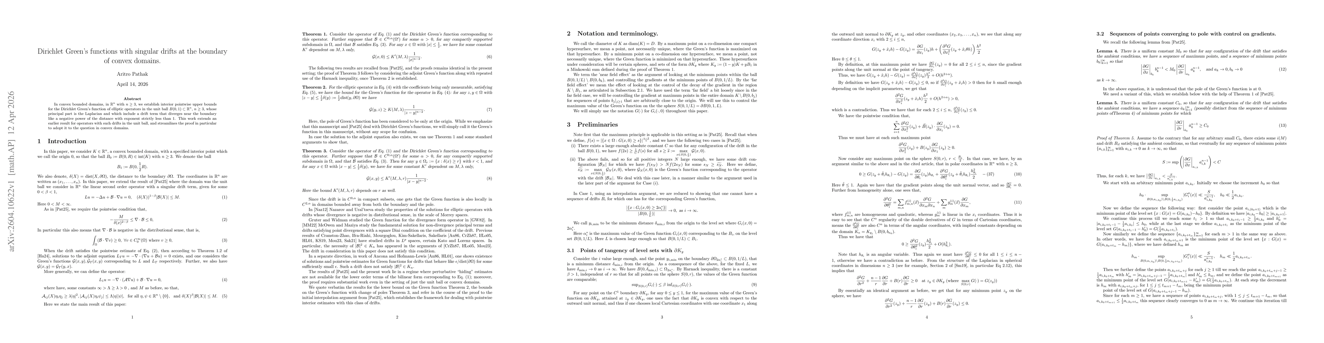 Thumbnail for Dirichlet Green's functions with singular drifts at the boundary of convex domains