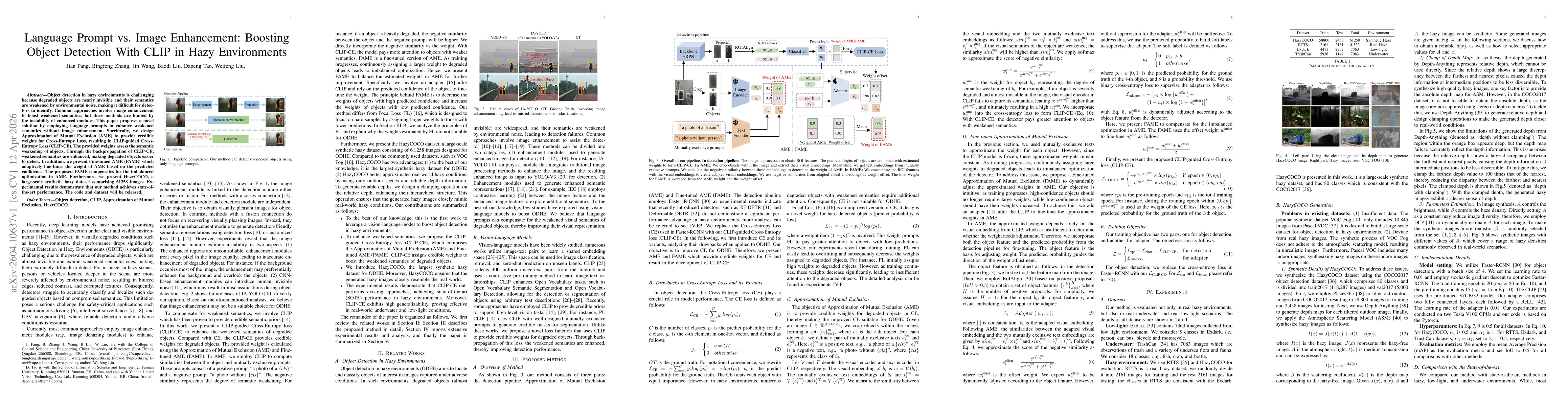 Thumbnail for Language Prompt vs. Image Enhancement: Boosting Object Detection With CLIP in Hazy Environments