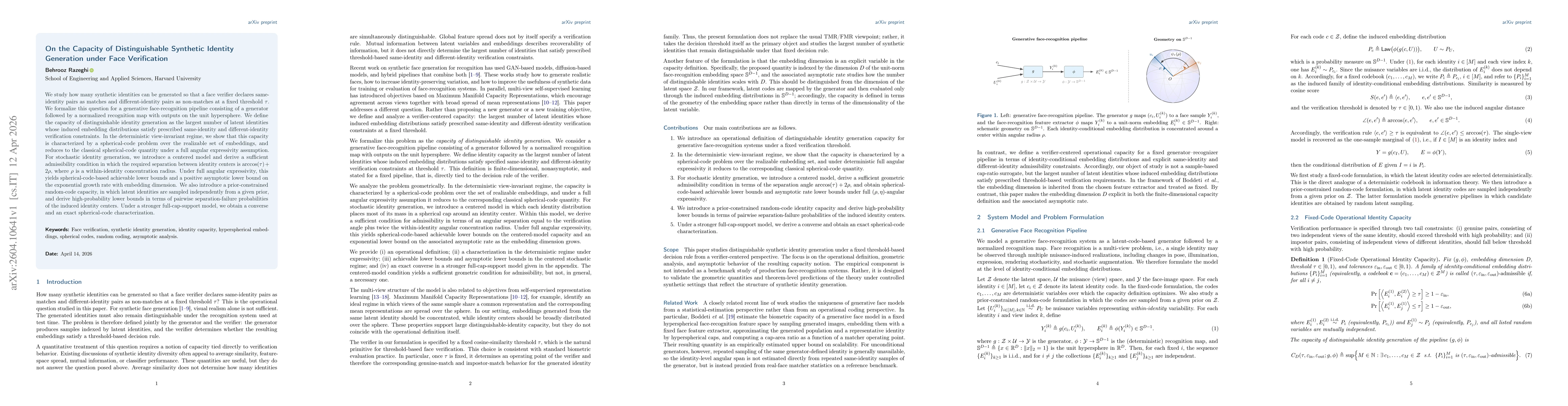 Thumbnail for On the Capacity of Distinguishable Synthetic Identity Generation under Face Verification