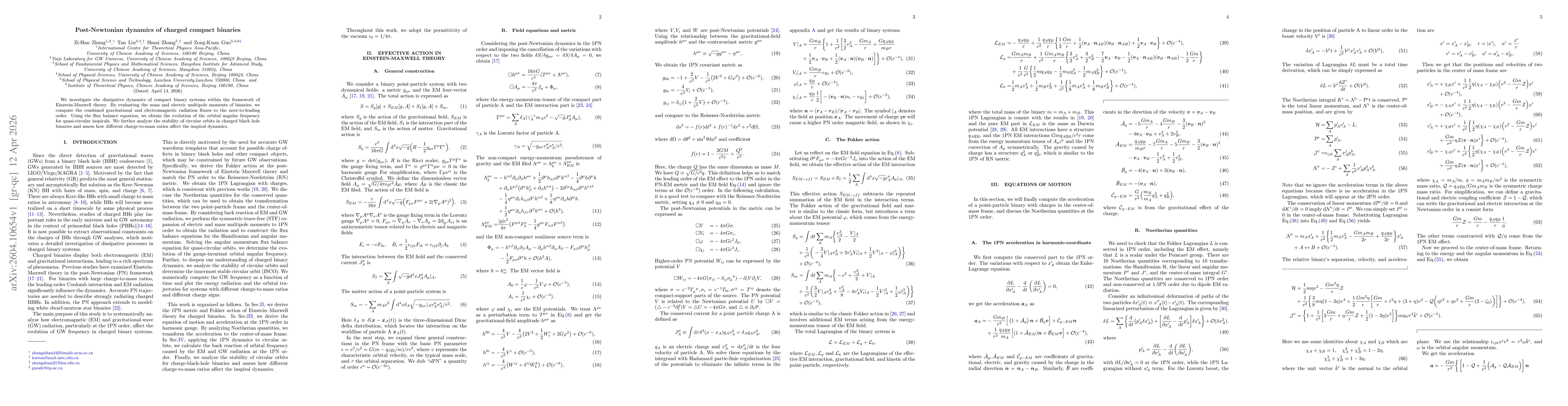 Thumbnail for Post-Newtonian dynamics of charged compact binaries