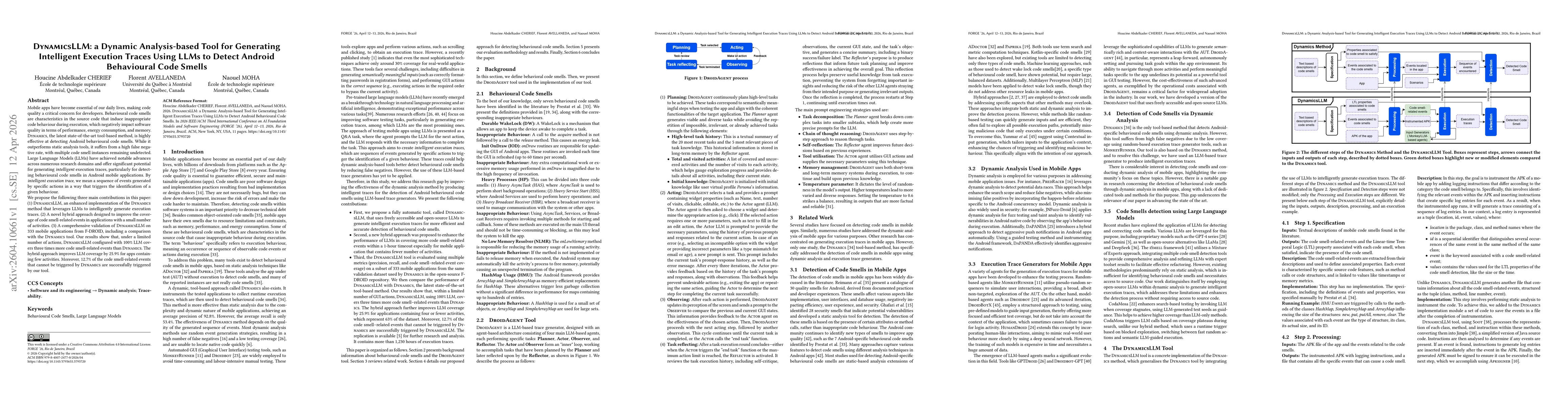 Thumbnail for DynamicsLLM: a Dynamic Analysis-based Tool for Generating Intelligent Execution Traces Using LLMs to Detect Android Behavioural Code Smells