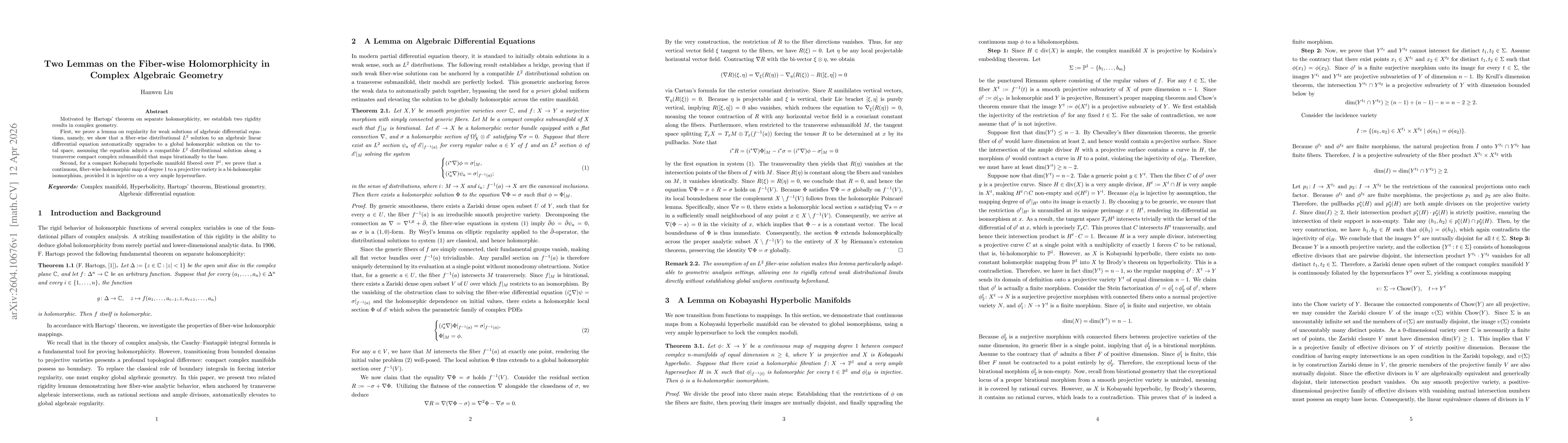 Thumbnail for Two Lemmas on the Fiber-wise Holomorphicity in Complex Algebraic Geometry