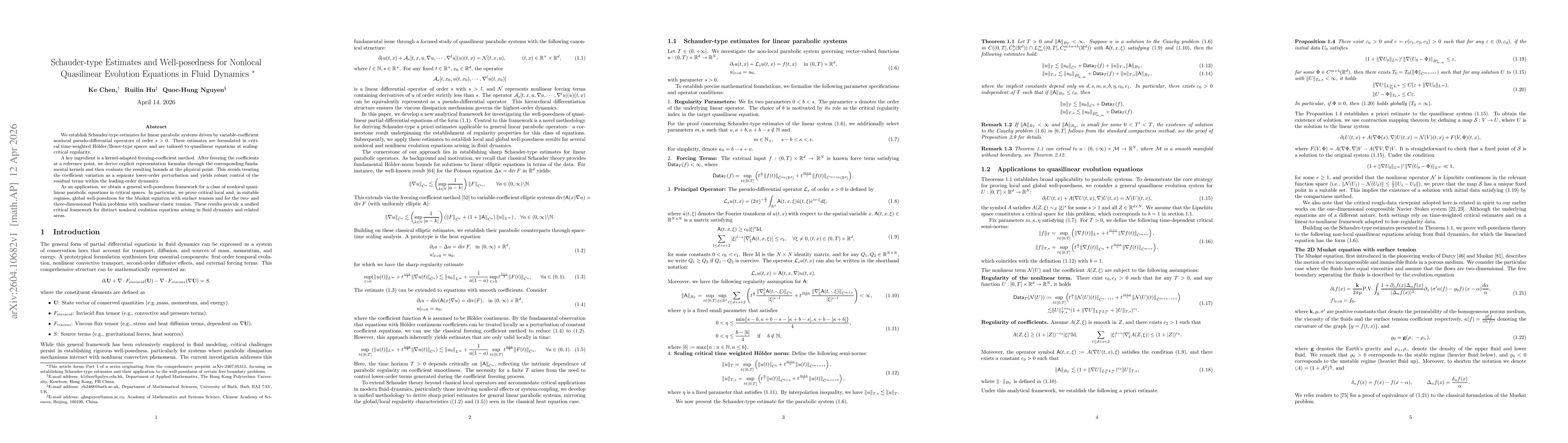 Thumbnail for Schauder-type Estimates and Well-posedness for Nonlocal Quasilinear Evolution Equations in Fluid Dynamics