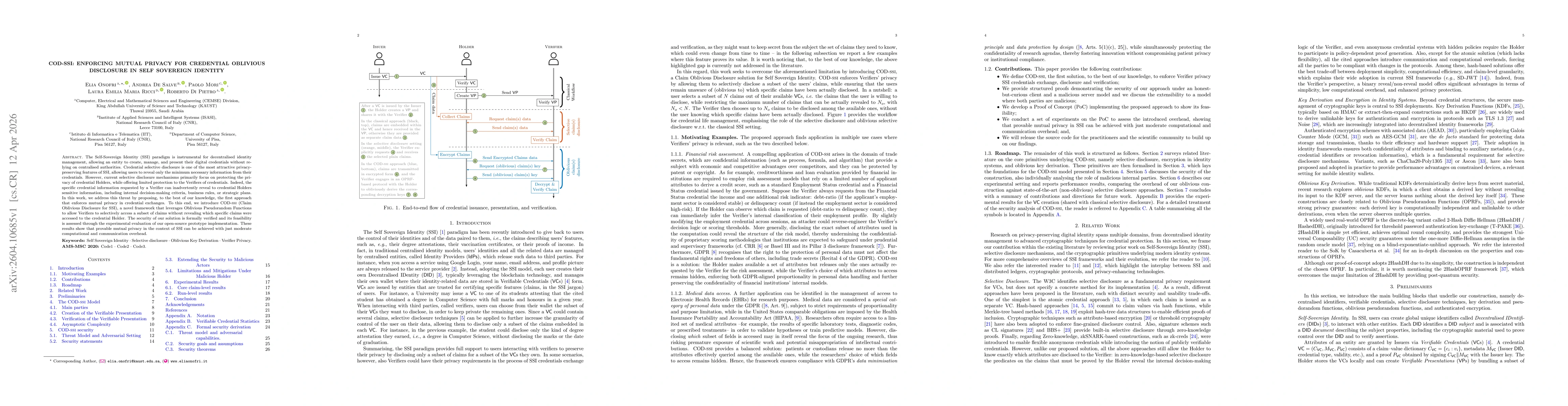 Thumbnail for COD-ssi: Enforcing Mutual Privacy for Credential Oblivious Disclosure in Self Sovereign Identity