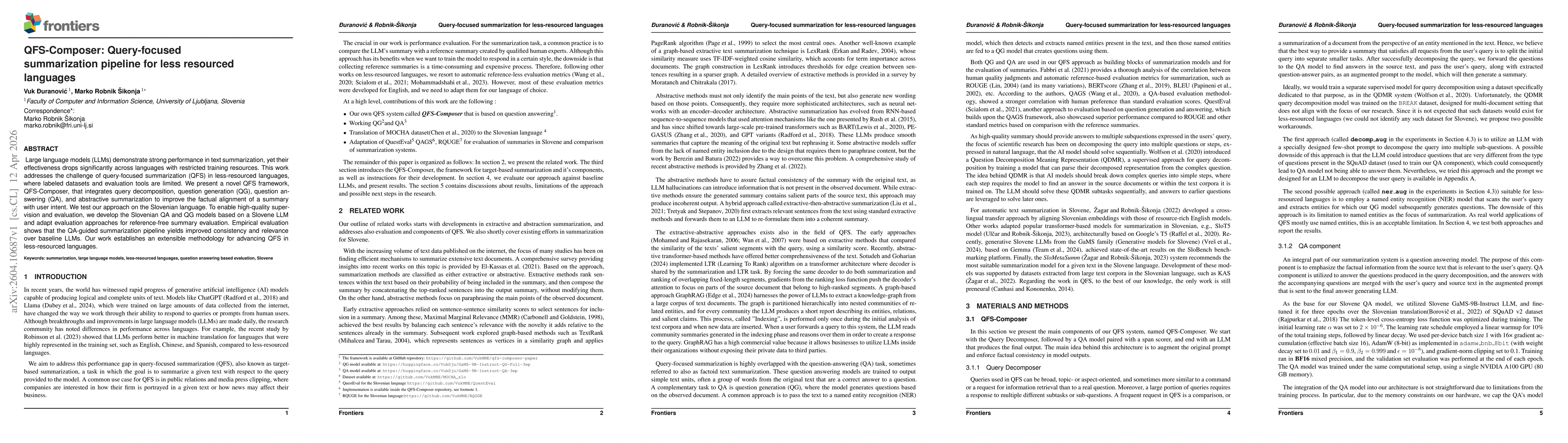 Thumbnail for QFS-Composer: Query-focused summarization pipeline for less resourced languages