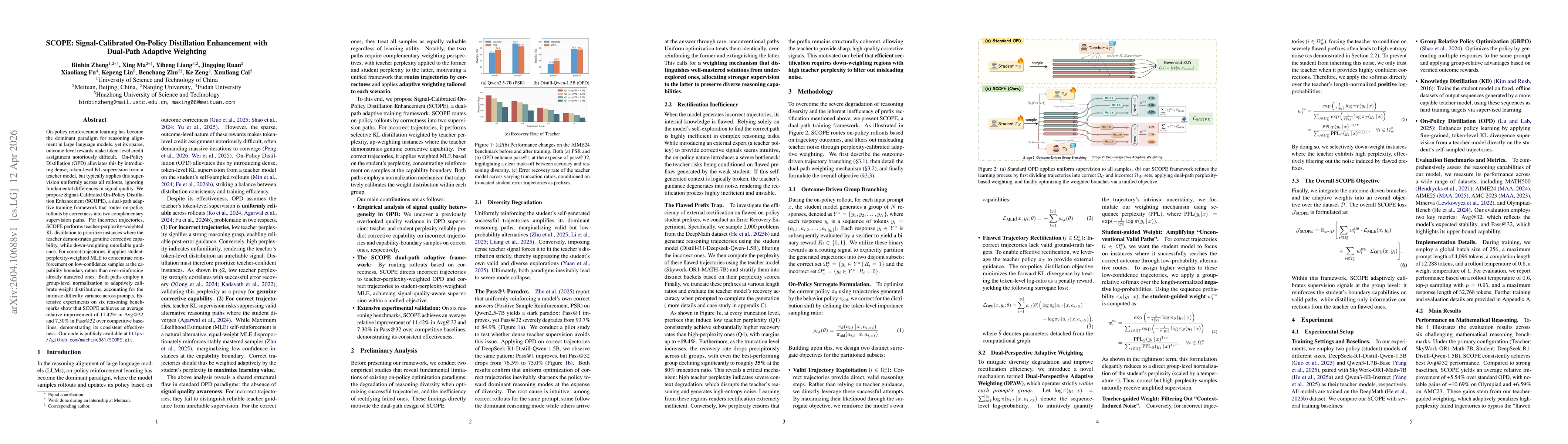 Thumbnail for SCOPE: Signal-Calibrated On-Policy Distillation Enhancement with Dual-Path Adaptive Weighting