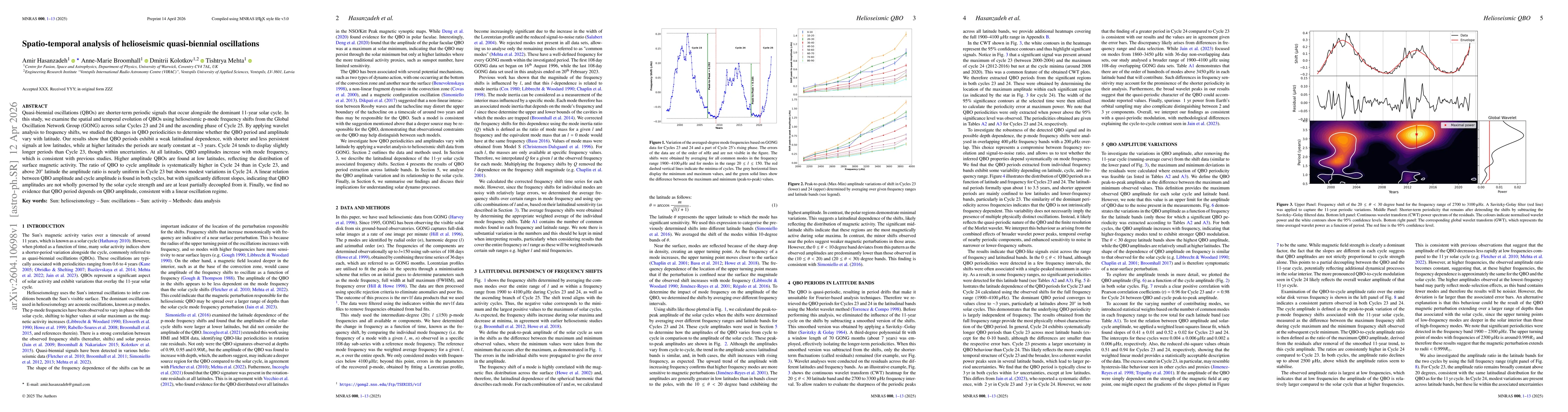 Thumbnail for Spatio-temporal analysis of helioseismic quasi-biennial oscillations